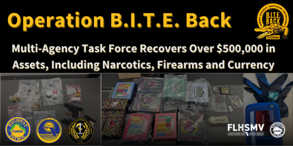 Operación BITE Back, un grupo de trabajo multiagencial recupera más de $500,000 en activos, incluidos narcóticos, armas de fuego y dinero